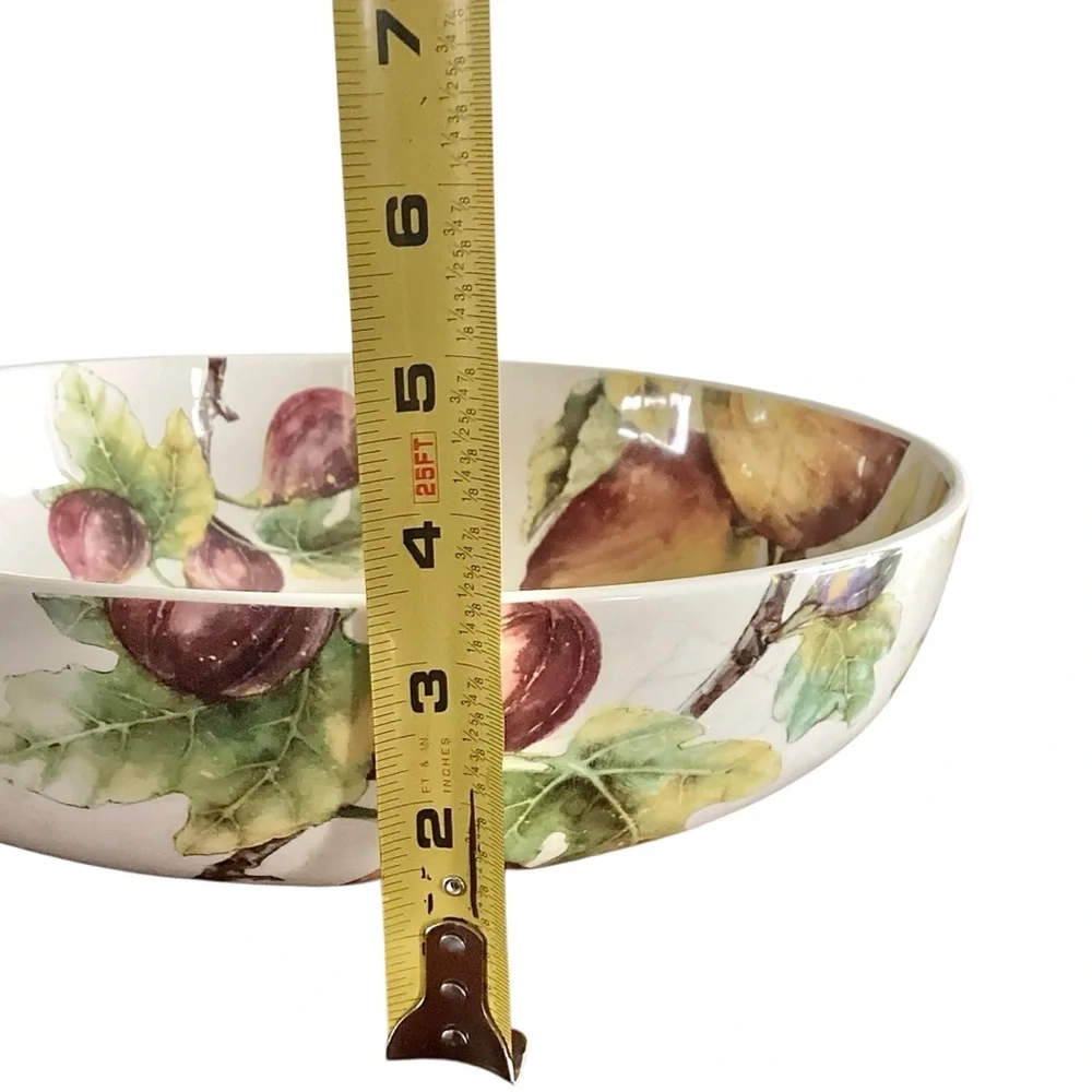 Pier 1 Fruit Motif Large White Serving Bowl Green, Yellow, Red, Purple Accents